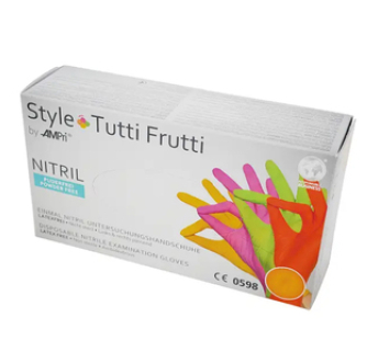 Рукавички нітрилові STYLE Tutti-Frutti неопудрені, розмір М, 100 шт
