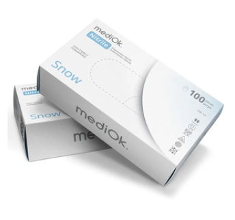 Рукавички MediOk Snow Білі, неопудрені, текстуровані, розмір S, 100 шт