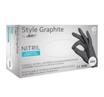 Рукавички нітрилові STYLE GRAPHITE неопудрені, розмір М, 100 шт