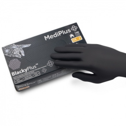 Рукавички нітрилові MEDIPLUS BlackyPlus BLACK неопудрені, розмір XS, 100 шт