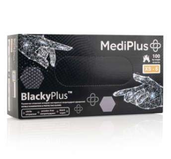 Рукавички нітрилові MEDIPLUS BlackyPlus BLACK неопудрені, розмір XS, 100 шт