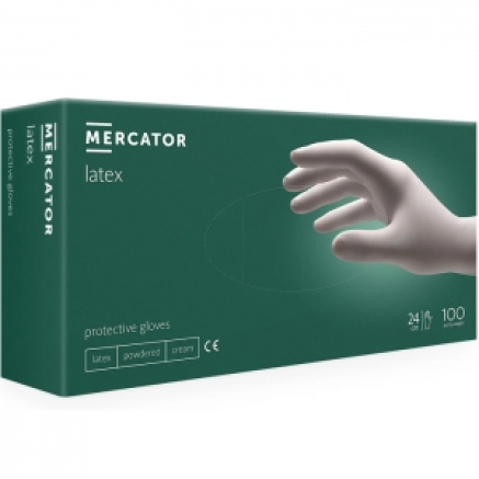 Рукавички латексні MERCATOR Latex WHITE опудрені, розмір S, 100 шт