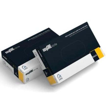 Рукавички нітрилові easyCARE nitrile BLACK чорні неопудрені, розмір M, 100 шт