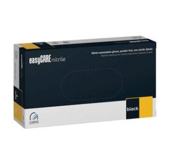 Рукавички нітрилові easyCARE nitrile BLACK чорні неопудрені, розмір M, 100 шт