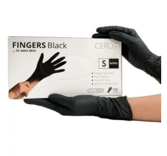 Рукавички нітрилові CEROS Fingers BLACK, S, 100 шт