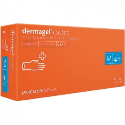 Рукавички латексні MERCATOR Dermagel Coated WHITE неопудрені, розмір M, 100 шт