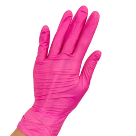 Рукавички нітрилові MEDIPLUS PinkyPlus PINK яскраво-рожеві неопудрені, розмір XS, 100 шт
