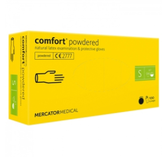Рукавички латексні MERCATOR Comfort Powdered WHITE опудрені, розмір S, 100 шт
