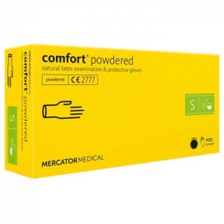 Рукавички латексні MERCATOR Comfort Powdered WHITE опудрені, розмір S, 100 шт