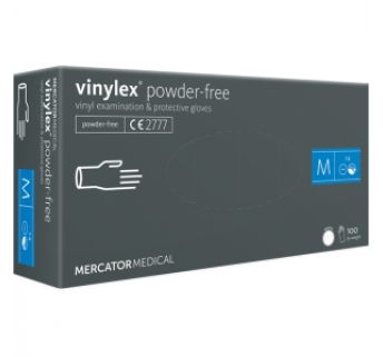 Рукавички вінілові MERCATOR Vinylex Powder-Free неопудрені, розмір M, 100 шт