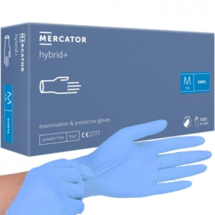 Рукавички вінілові MERCATOR Hybrid+ неопудрені розмір M, 100 шт