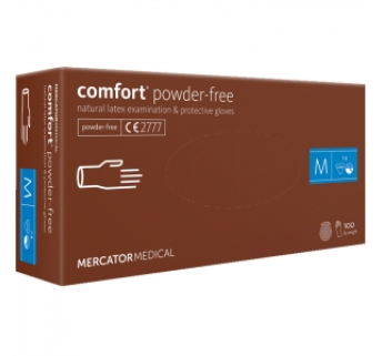 Рукавички латексні MERCATOR Comfort Powder-Free WHITE неопудрені, розмір M, 100 шт