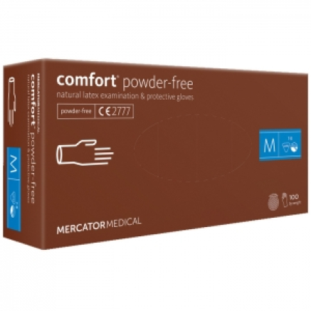 Рукавички латексні MERCATOR Comfort Powder-Free WHITE неопудрені, розмір M, 100 шт