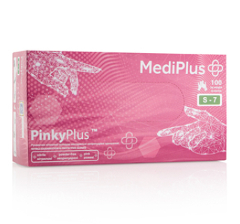 Рукавички нітрилові MEDIPLUS PinkyPlus PINK неопудрені, розмір S, 100 шт