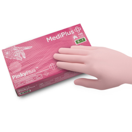 Рукавички нітрилові MEDIPLUS PinkyPlus PINK неопудрені, розмір S, 100 шт