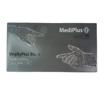 Рукавички вінілові MediPlus VinyllyPlus Black PF Чорні, розмір S, 100 шт