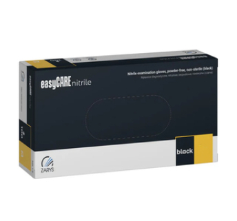 Рукавички нітрилові easyCARE nitrile BLACK чорні неопудрені, розмір XS, 100 шт
