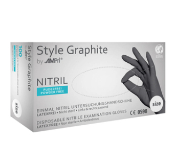 Рукавички нітрилові STYLE GRAPHITE неопудрені, розмір S, 100 шт