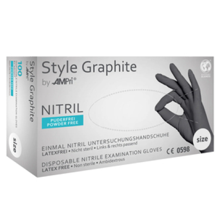 Рукавички нітрилові STYLE GRAPHITE неопудрені, розмір S, 100 шт