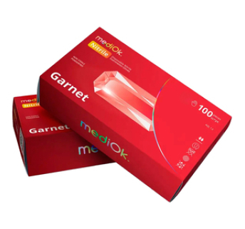 Рукавички нітрилові MediOk GARNET червоні неопудрені, розмір S, 100 шт