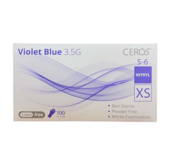 Рукавички нітрилові CEROS Fingers Violet Blue, XS, 100 шт
