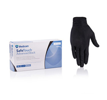 Нітрилові рукавички неопудрені Medicom SafeTouch Black, розмір L, 100 шт
