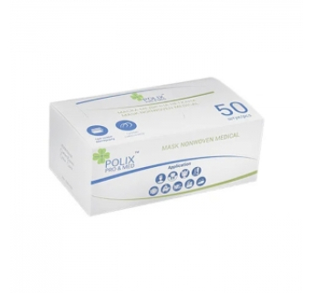 Маска тришарова нестерильна на гумці Polix PRO&MED, зелена (50шт)