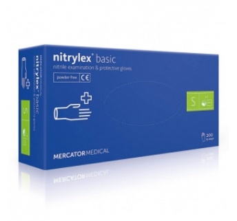 Перчатки нитриловые MERCATOR Nitrylex Basic BLUE неопудренные, размер S, 200 шт