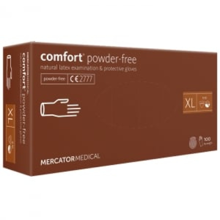 Рукавички латексні MERCATOR Comfort Powder-Free WHITE неопудрені, розмір XL, 100 шт