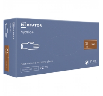 Рукавички вінілові MERCATOR Hybrid+ неопудрені, розмір XL, 100 шт