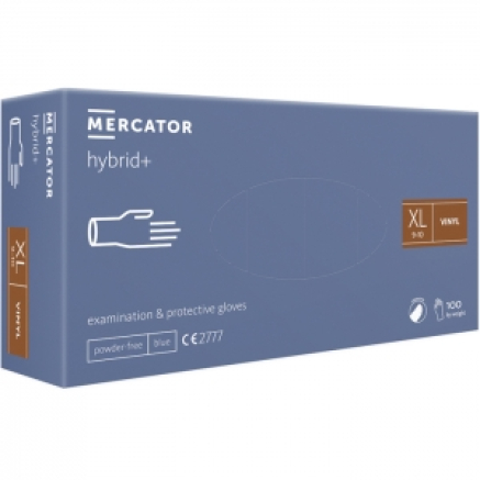 Рукавички вінілові MERCATOR Hybrid+ неопудрені, розмір XL, 100 шт