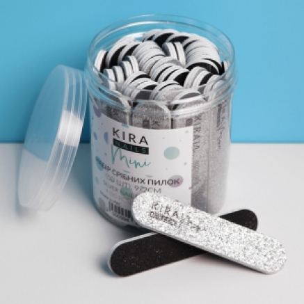 Набір срібних пилок Kira Nails 9 х 2 см, 120 грит, 50 шт.