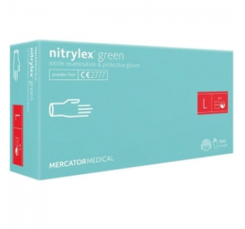 Рукавички нітрилові Mercator Nitrylex GREEN неопудрені, розмір L, 100 шт