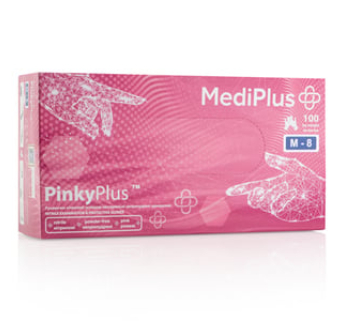 Рукавички нітрилові MEDIPLUS PinkyPlus PINK неопудрені, розмір М, 100 шт