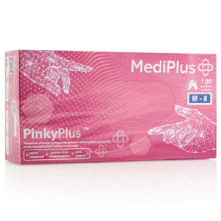 Рукавички нітрилові MEDIPLUS PinkyPlus PINK неопудрені, розмір М, 100 шт