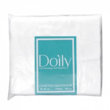 Серветки в пачці Doily 20х20см зі спанлейсу, гладкі (100шт)