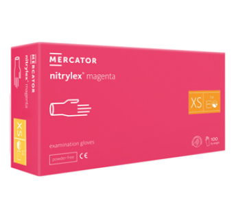 Рукавички нітрилові Mercator Nitrylex MAGENTA неопудрені, розмір XS, 100 шт