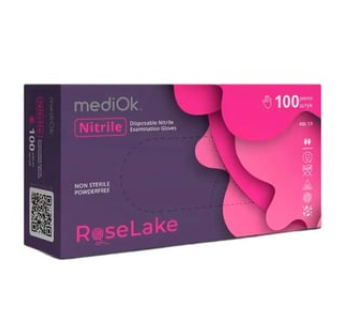 Рукавички нітрилові MediOk Rose Lake рожеві неопудрені, розмір L, 100 шт
