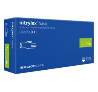 Перчатки нитриловые MERCATOR Nitrylex Basic BLUE неопудренные, размер S, 100 шт
