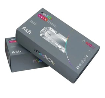 Рукавички нітрилові MediOk Ash Сірі неопудрені, розмір M, 100 шт