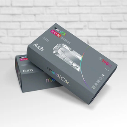 Рукавички нітрилові MediOk Ash Сірі неопудрені, розмір M, 100 шт