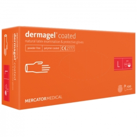 Рукавички латексні MERCATOR Dermagel Coated WHITE неопудрені, розмір L, 100 шт
