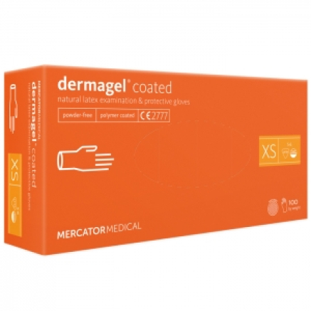 Рукавички латексні MERCATOR Dermagel Coated WHITE неопудрені, розмір XS, 100 шт