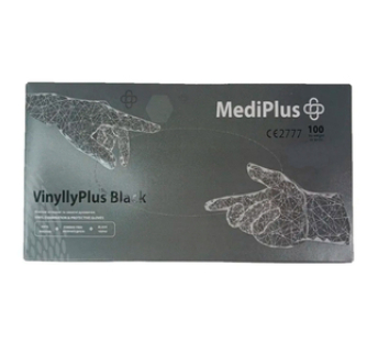Рукавички вінілові MediPlus VinyllyPlus Black PF Чорні, розмір M, 100 шт