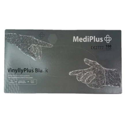 Рукавички вінілові MediPlus VinyllyPlus Black PF Чорні, розмір M, 100 шт