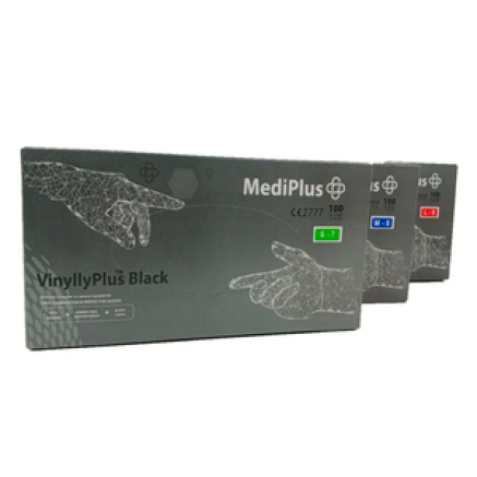 Рукавички вінілові MediPlus VinyllyPlus Black PF Чорні, розмір M, 100 шт