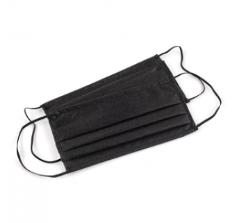 Маска захисна тришарова з вушними петлями, чорна 100 шт