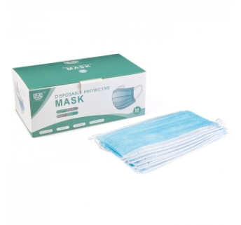 Маска медична тришарова Disposable з вушними петлями, блакитна (1 шт)