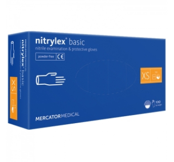 Перчатки нитриловые MERCATOR Nitrylex Basic BLUE неопудренные, размер XS, 100 шт
