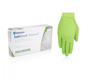 Нітрилові рукавички неопудрені Medicom SafeTouch Advanced (зелені), розмір L, 100 шт